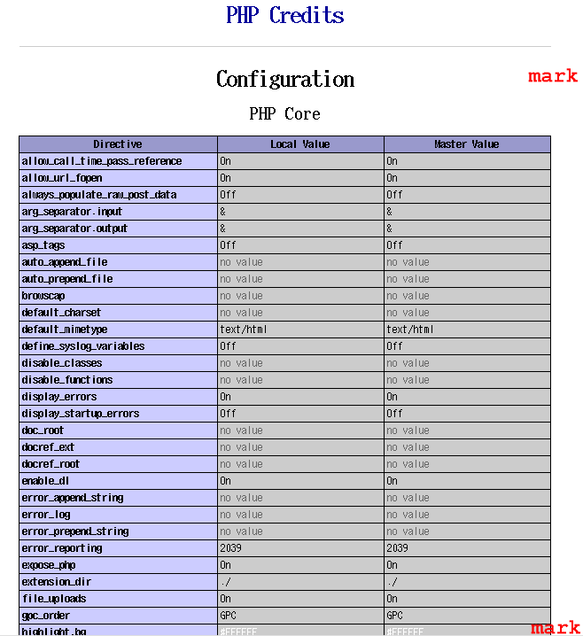 env php Configuration part 1